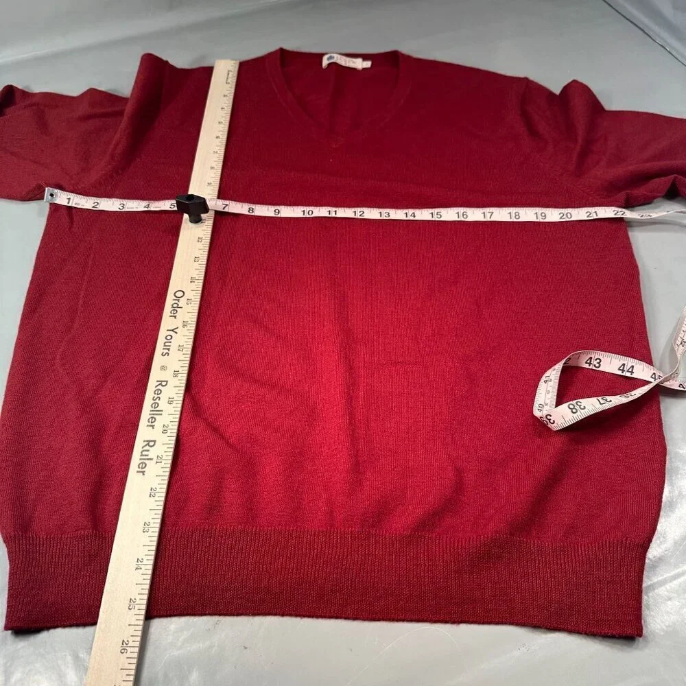 J Crew Extra Sweater Mens Fine Merino Wool V Neck Long Sleeves Ribbed Hem Cuffs